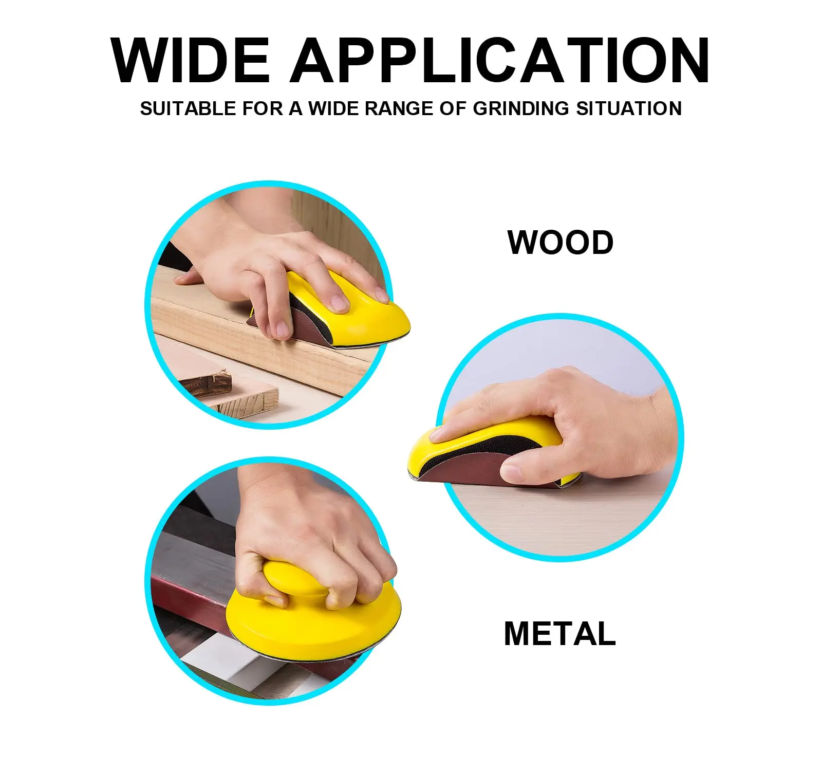 5/6 Inch Hook and Loop Hand Sanding Block 1/2 Pcs Mouse and Round Sanding Holder for Woodworking Hook Backing Sandpaper Holder