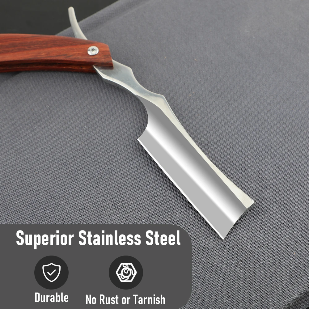 Afeitadora profesional de barbería, afeitadora de acero inoxidable, estante de afeitar plegable con paño de limpieza, cuchillo de afeitar, herramienta de peluquero