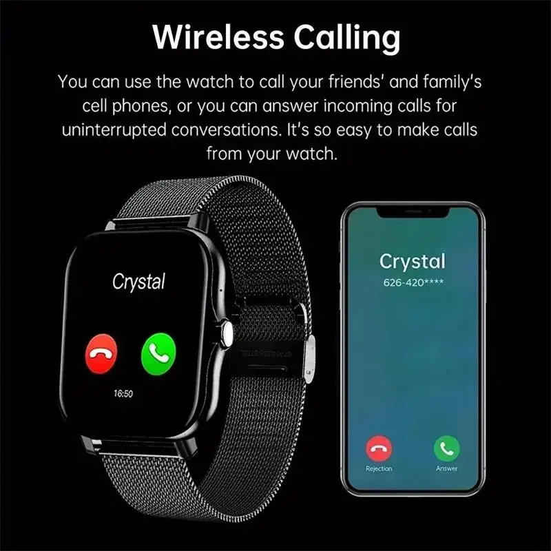 2024 Smart Watch Android Phone 1,44'' Zoll Farbbildschirm Bluetooth Anruf Blutsauerstoff-/Drucküberwachung Smart Watch Damen Herren