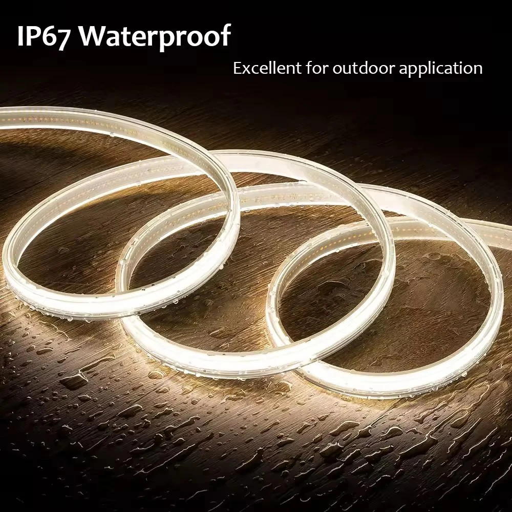 1 M-30 M 220V COB LED Strip Light กันน้ํา COB LED เทป EU ปลั๊กไฟริบบิ้นแบบยืดหยุ่นโคมไฟสําหรับห้องนอนห้องครัวตกแต่งกลางแจ้ง