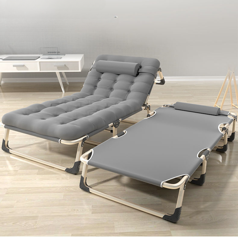 75cm Enlarged Bed Surface for Lunch Break Folding Bed Multifunctional Portable Marching Bed Adjustable Office Lounge Chair