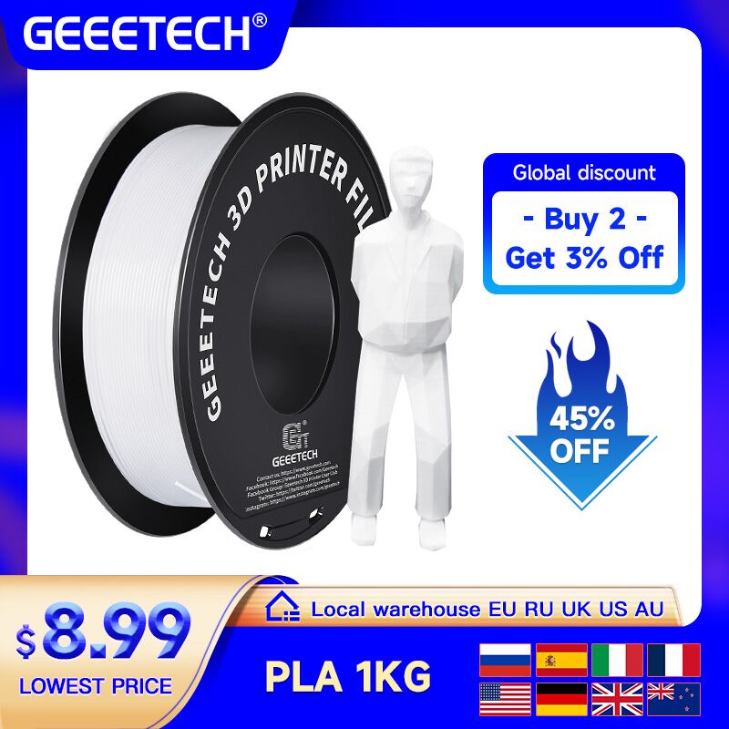 GEEETECH-filamento PLA de seda PLA, 1 rollo/1kg, 1,75mm, embalaje al vacío, almacenes en el extranjero, varios colores para impresora 3D, envío rápido