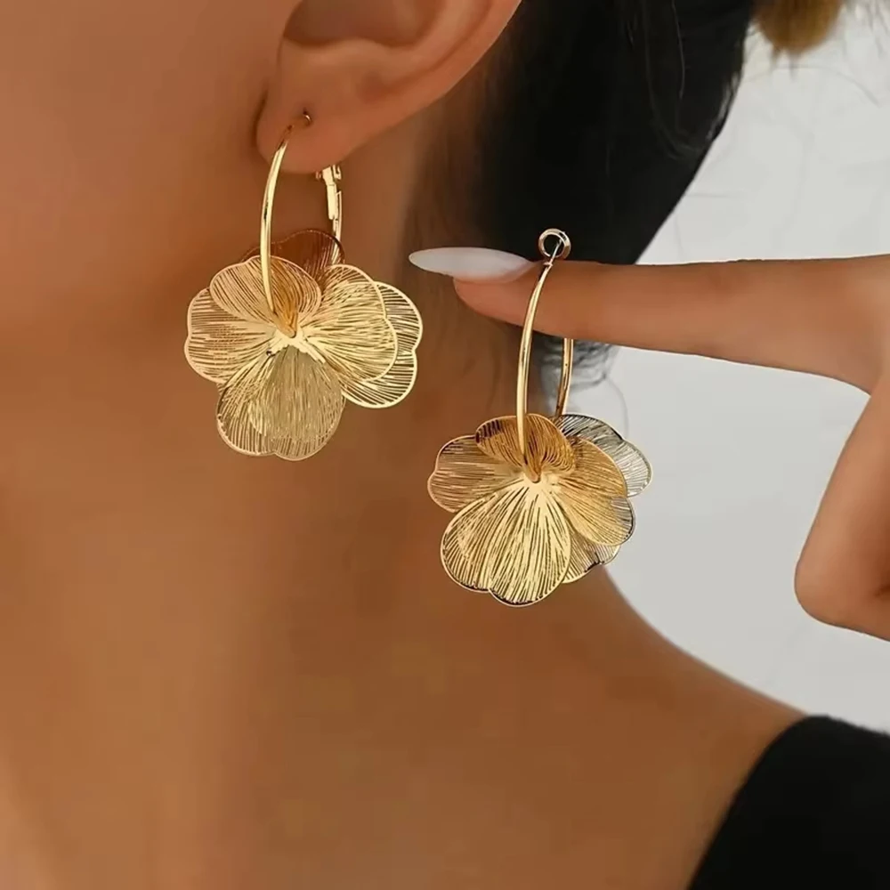 Exquisite Schmetterling Blume Anhänger Ohrringe Goldene Vintage Ohrring Mode Hochzeit Schmuck Zubehör