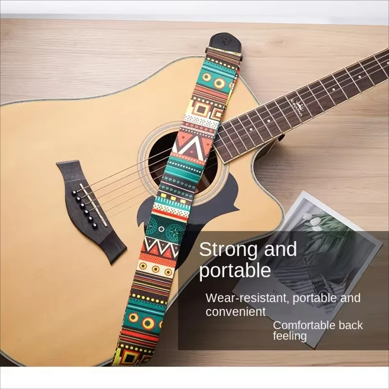 Correa de guitarra de estilo étnico Retro, correa de cuero ajustable para guitarra folclórica, guitarra eléctrica, bajo, ukelele, accesorios para guitarra