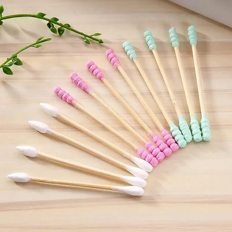 100pcs Pack Double Head Cotton Swab Women Makeup Cotton Buds Tip For Medical Wood Sticks Nose Ears Cleaning Health Care Tools