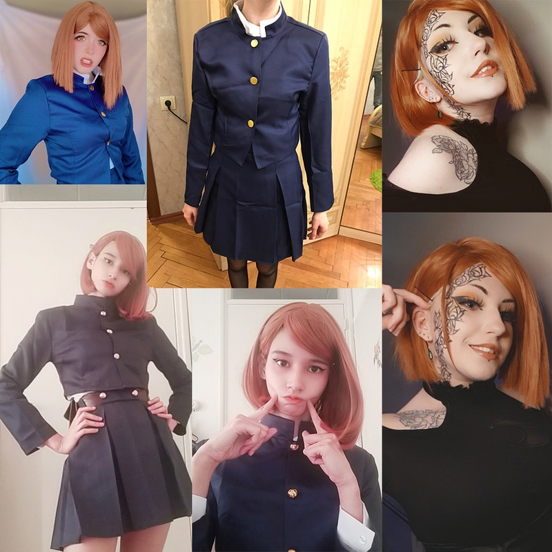 Anime jujutsu kaisen cosplay traje kugisaki nobara tatoo meninas vestido feminino uniforme conjunto completo