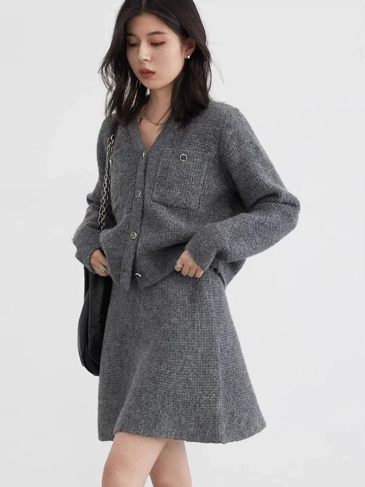 CHIC VEN-cárdigan de punto para mujer, suéter informal suelto, falda de línea a elástica, ropa de primavera y otoño, 2024