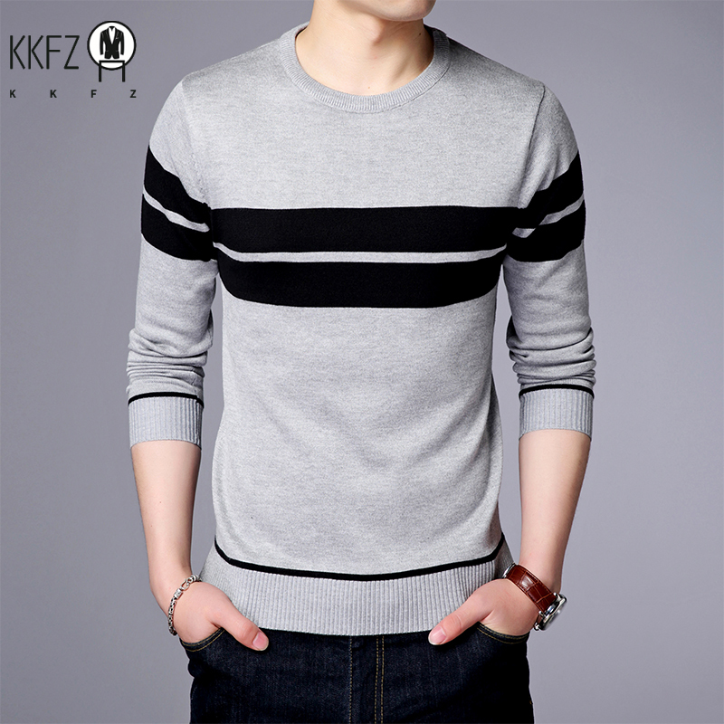 Novo masculino casual manga comprida listrado em torno do pescoço camisola de malha confortável moda respirável e versátil topo