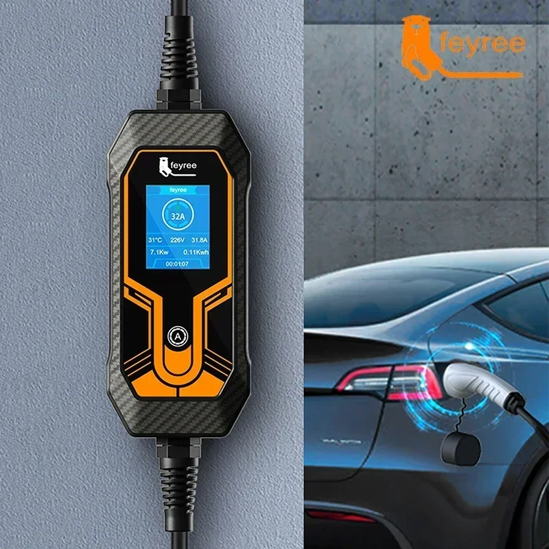 Feyree-ポータブル電気自動車、evseケーブル、充電ボックス、ceeプラグ、電気自動車、タイプ2、5m、11KW、16A、3相、evse