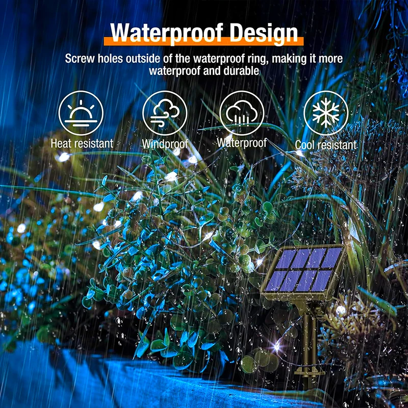 Solar Fairy String Lights Outdoor LED Garden Christmas Decor Garland Light For Xmas Halloween Thanksgiving Wedding
