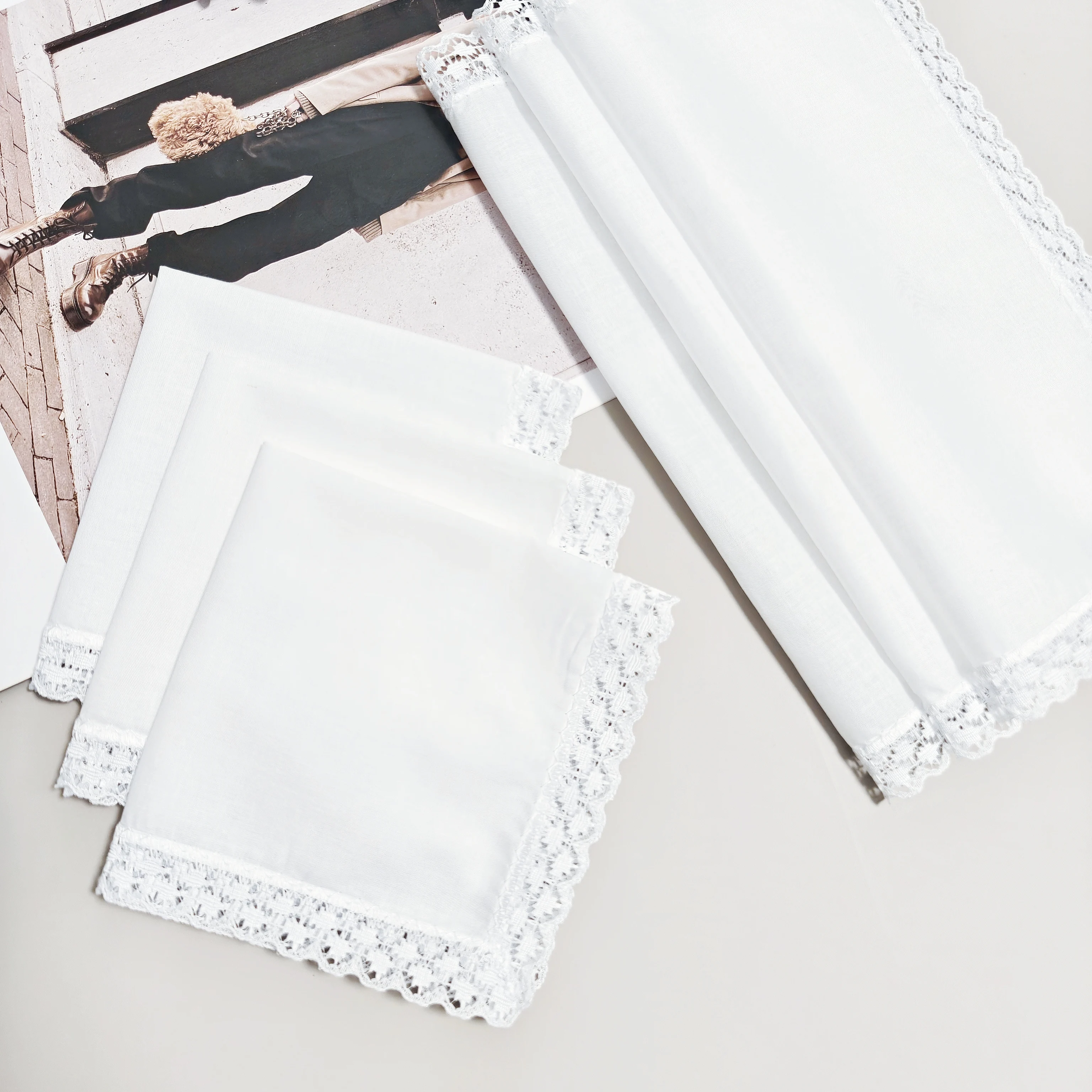 26CM/10,2IN, 6PCS dünne reine baumwolle stoff spitze taschentuch hochzeit dekoration hause ornament tasche dekoration taschentuch solide c