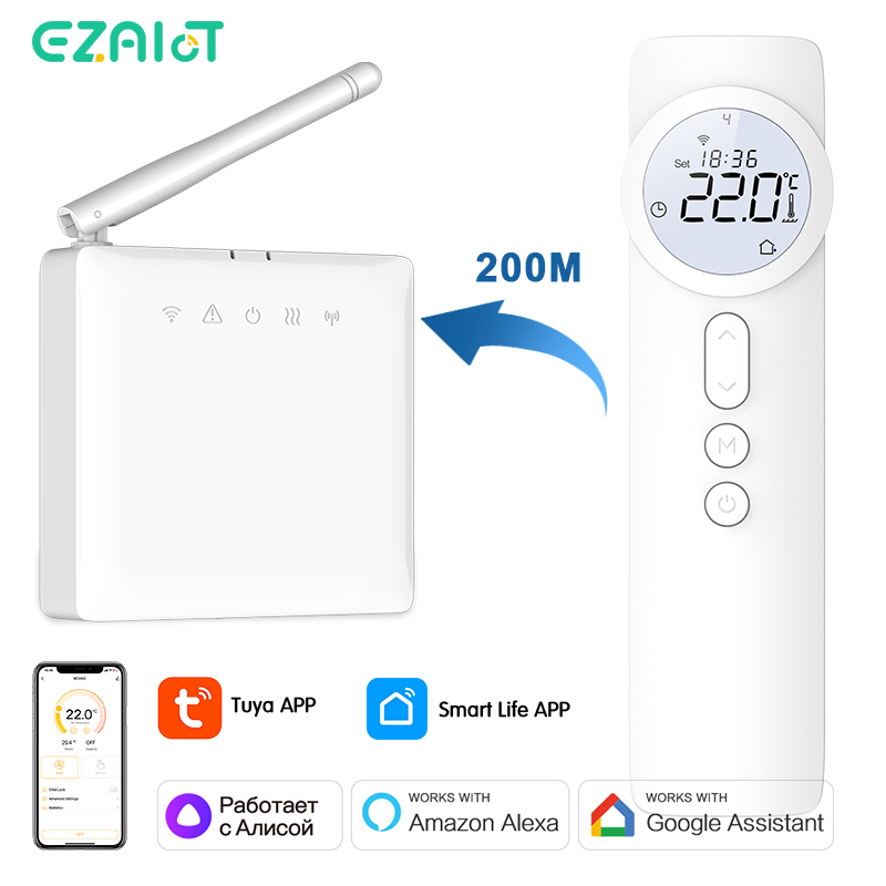 Drahtlose RF Thermostat Tuya WiFi Gas Kessel Wasser Boden Heizung Antrieb Programmierbare Temperatur Controller Alexa Google Hause