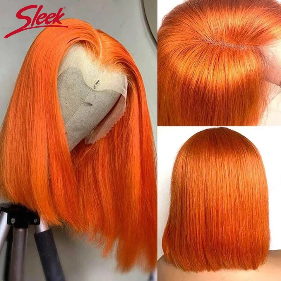 Kiểu Dáng Đẹp Cam Gừng Ren Mặt Trước Ngắn Bob Tóc Giả Tóc Vàng P4/27 #613 # Đỏ 99J # Màu Hồng tóc Giả 180% Mật Độ Remy Tóc