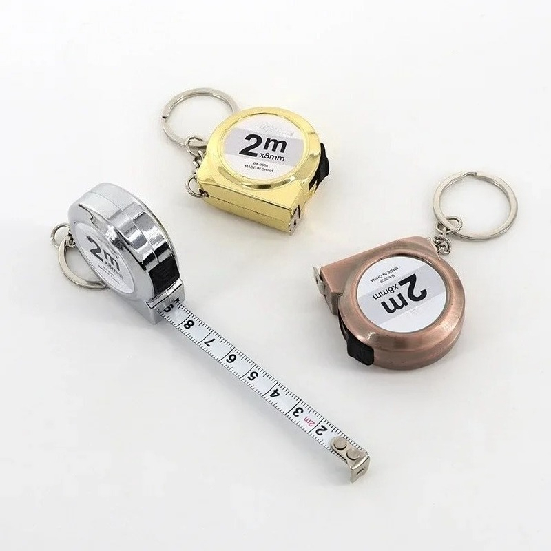 Portable Mini Tape Measure Retractable 2m Mild Steel Keychain Design Small Household Measuring Tool for DIY Crafting and Sewing