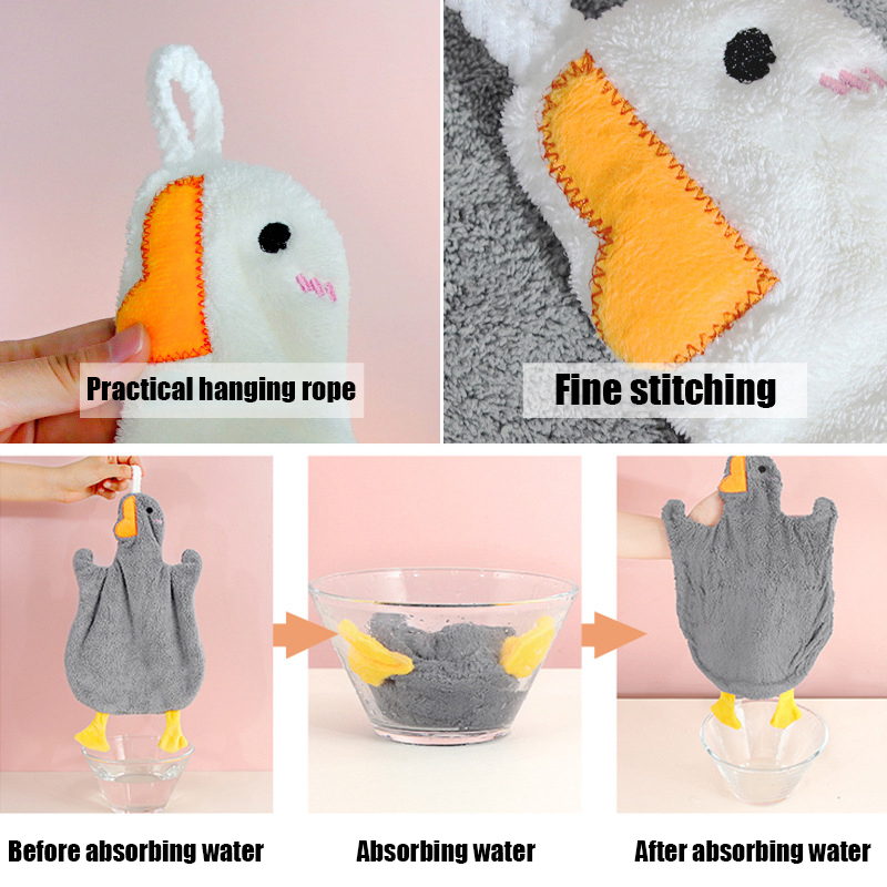 1PC Cartoon Gans Handdoek Keuken Badkamer en Toilet Handdoek Hangend Type met Super Wateropname Sneldrogend