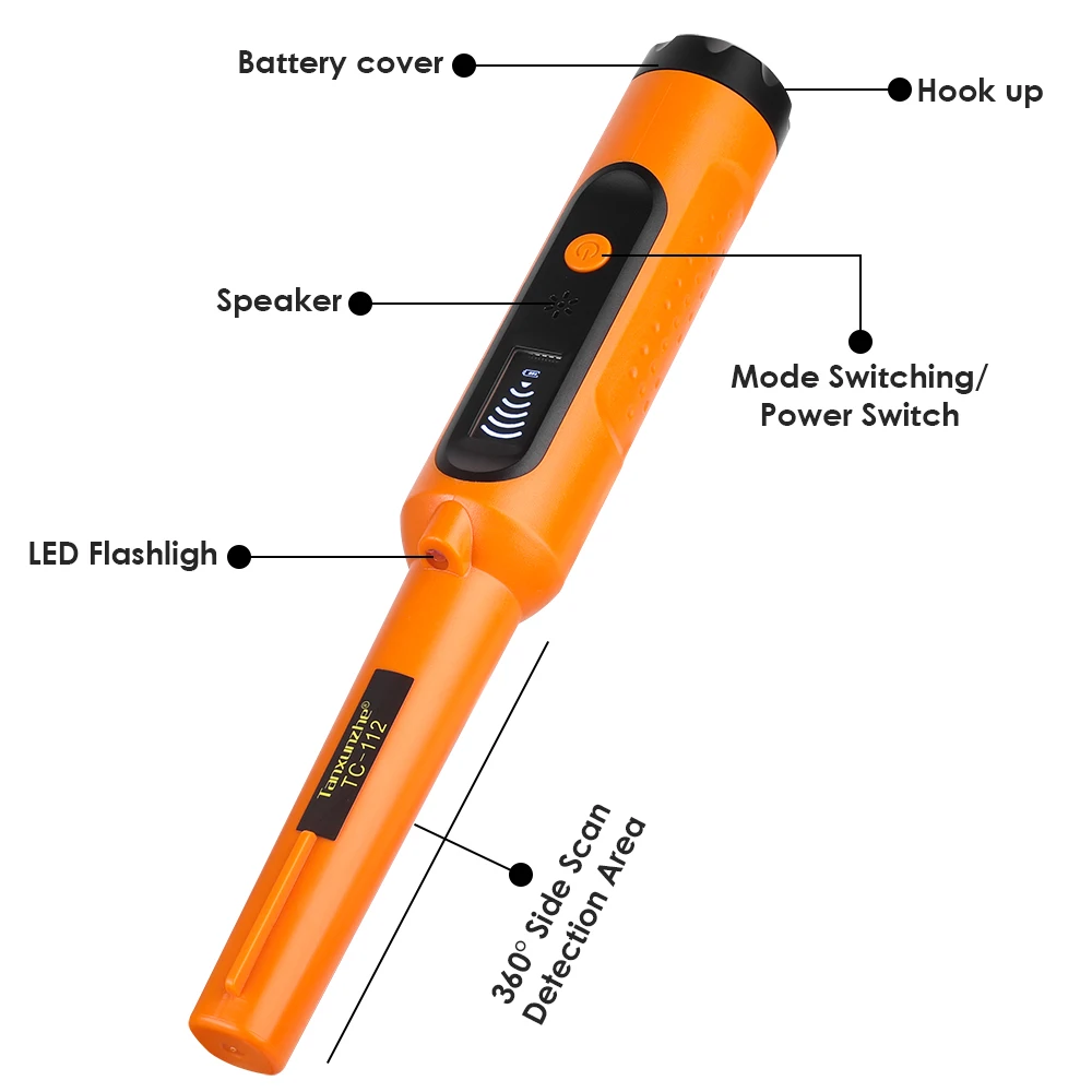 Pinpointer impermeável portátil profissional do detector de metais com 360 °   Tecnologia de varredura lateral para caça ao tesouro ao ar livre e busca de ouro