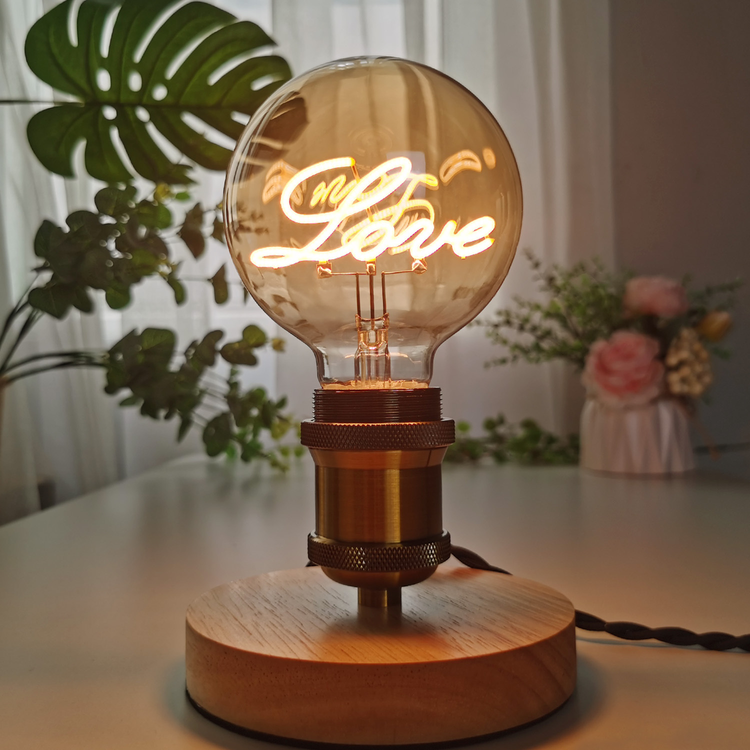 Retro Edison Glühbirne dimmbar E27 220V 110V 4W G95 Liebesbrief Licht Home Decor LED Glühlampe