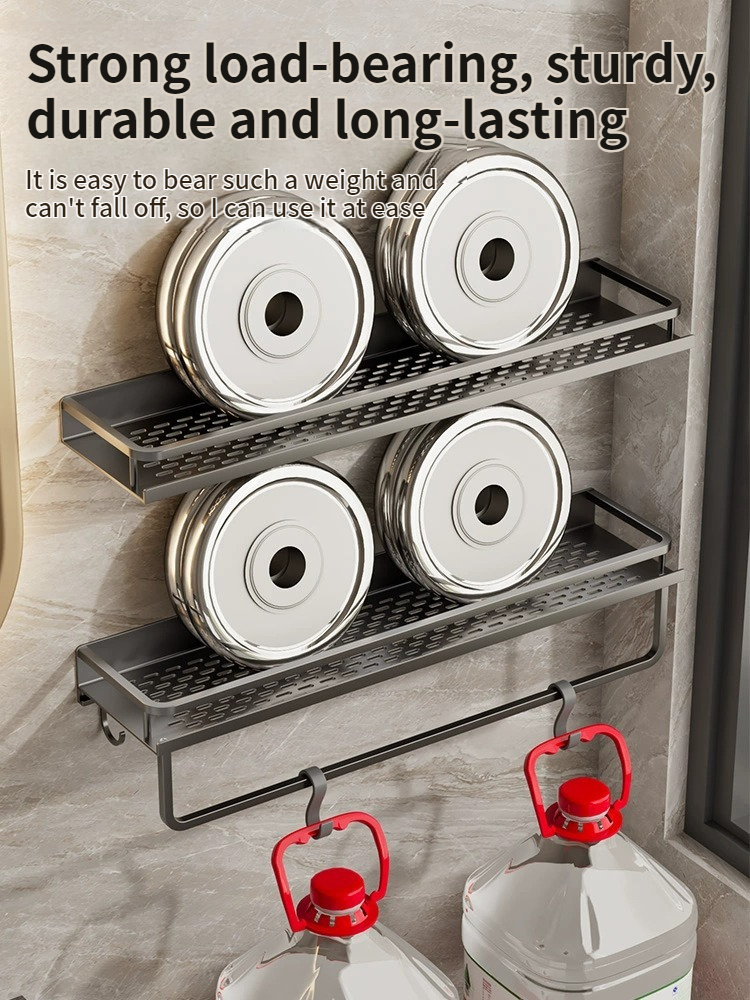 Aluminium-Küchenregal, Küchenregal, Toilettenaufbewahrung, ohne Bohren, Hängeregal, Badezimmer-Organizer, zum Aufhängen an der Wand, Küche