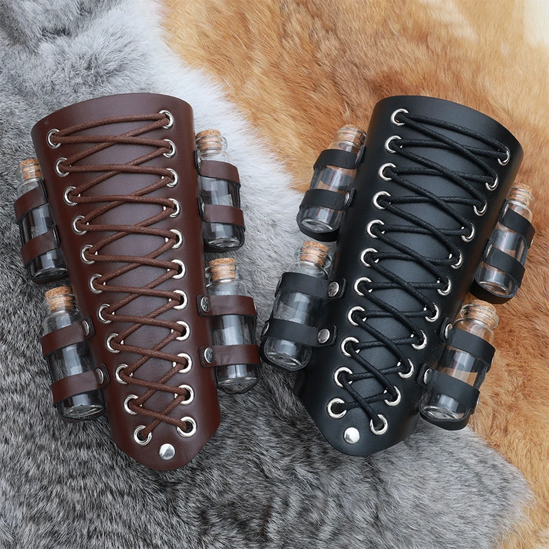 1 Stück Retro mittelalterliche Cosplay Requisiten Kunstleder breite Armschiene Schnürarm Rüstung Manschette String Steampunk Handschuh Armband Armband