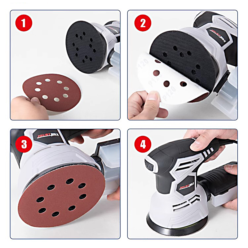 Discos de tela de papel de lixa, 5 polegadas, 8 furos, 125mm, carpintaria, metal, ferramenta de polimento abrasivo, 40/60/80/100/120/2000grit