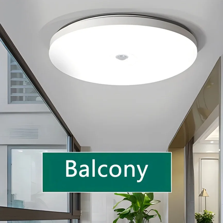 Luz LED de techo con Sensor de movimiento, luz con detección de infrarrojos humano, porche, pasillo, escalera, balcón, accesorios de iluminación para el hogar