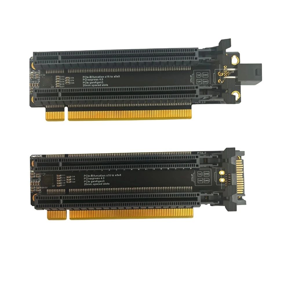 BABQ PCI-E 4.0 X16 Scheda di espansione da 1 a 2 Scheda divisa Gen4 PCIe-Biforcazione da X16 a X8X8 con slot spaziati da 20 mm CPU4P(4 pin)
