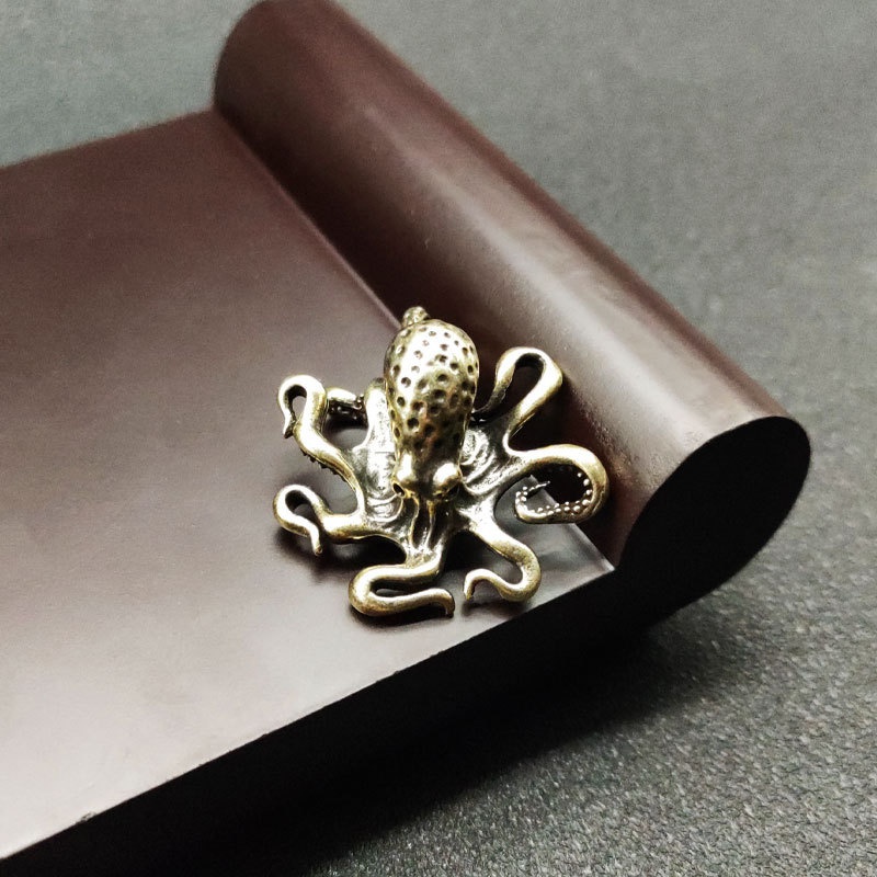Brass Octopus Home Decoration, Cobre antigo, Estatuetas de animais, Miniaturas, Acessórios de mesa, Mesa criativa, Tea Pets