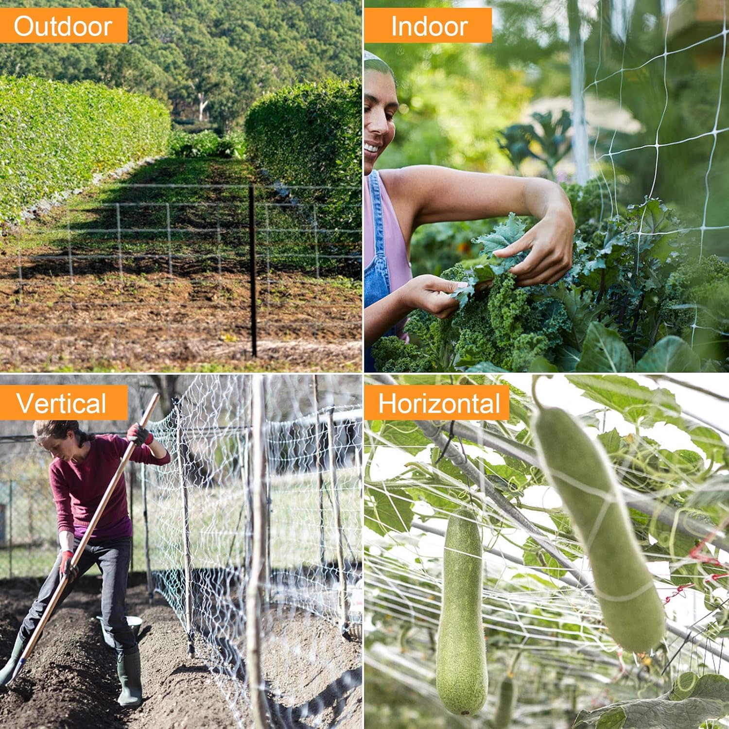 Garden Trellis Netting White Abrasion Heavy Duty Polyester Climbing Net for Plants Tomato Outdoor Gardening Accessories