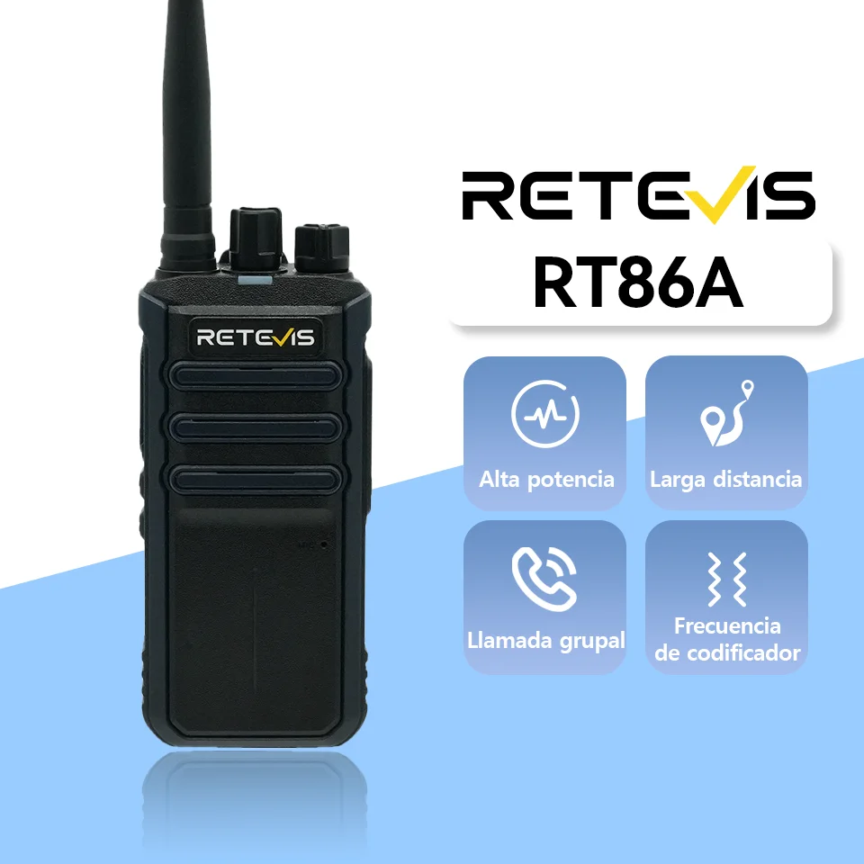 Retevis RT86A Walkie Talkie Radio, radio de emergencia walkie-talkie de alta resistencia, comunicación de largo alcance, 2 uds radio comunicador intercomunicador de largo alcance