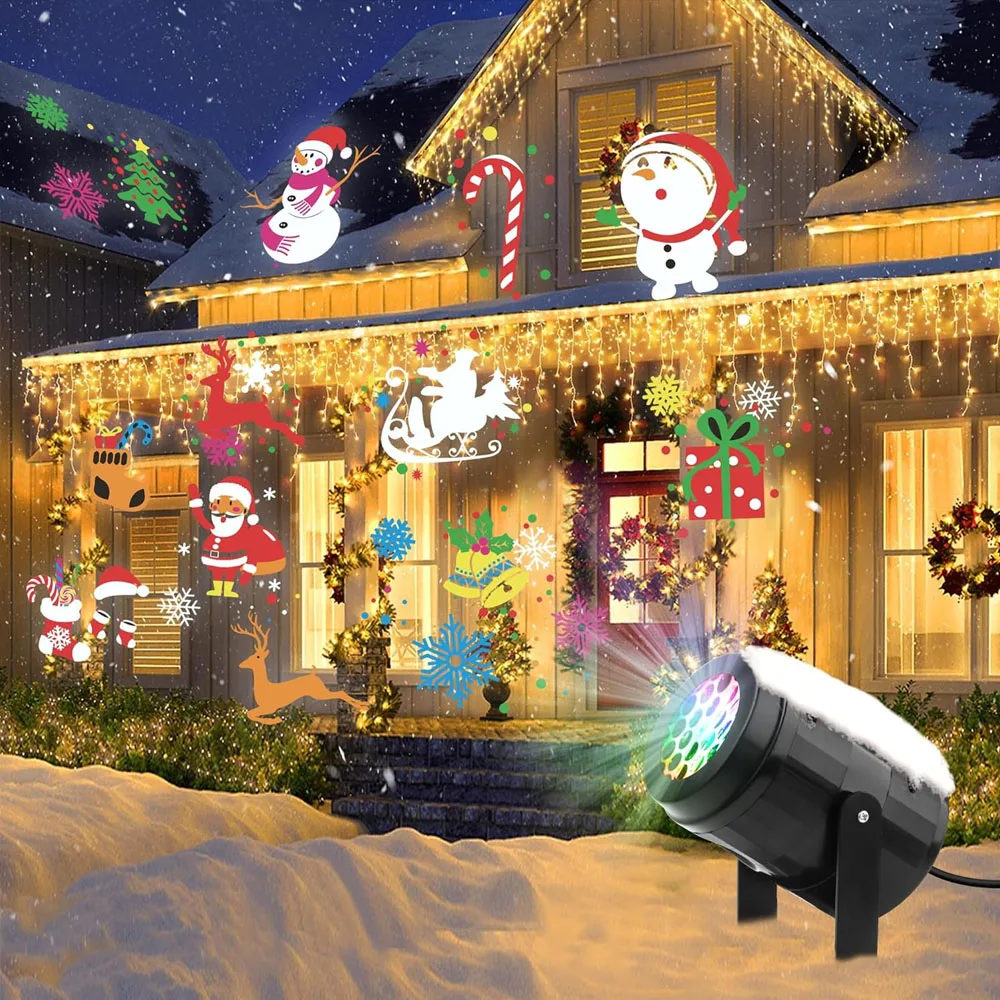 Christmas Projector Lights Outdoor Holiday Led Projection Lamp Waterproof Dynamic Snowflake Lamp Stage Lights New Year Decor
