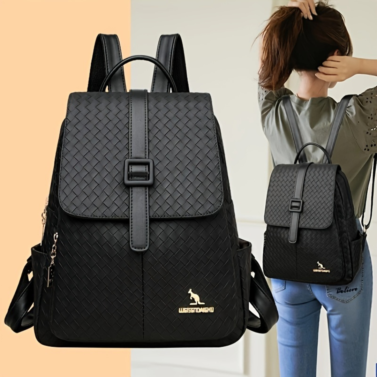 Mochila de cuero suave Bolso de moda al aire libre