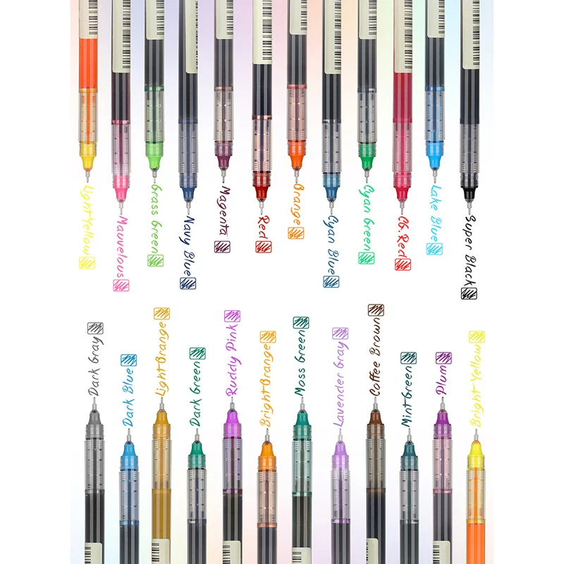 10 สีตรงปากกาเจลเหลว Quick-drying ขนาดใหญ่ความจุปากกาเจลที่มีสีสัน 0.5 มม.ปากกา Rollerball โรงเรียนเครื่องเขียน office
