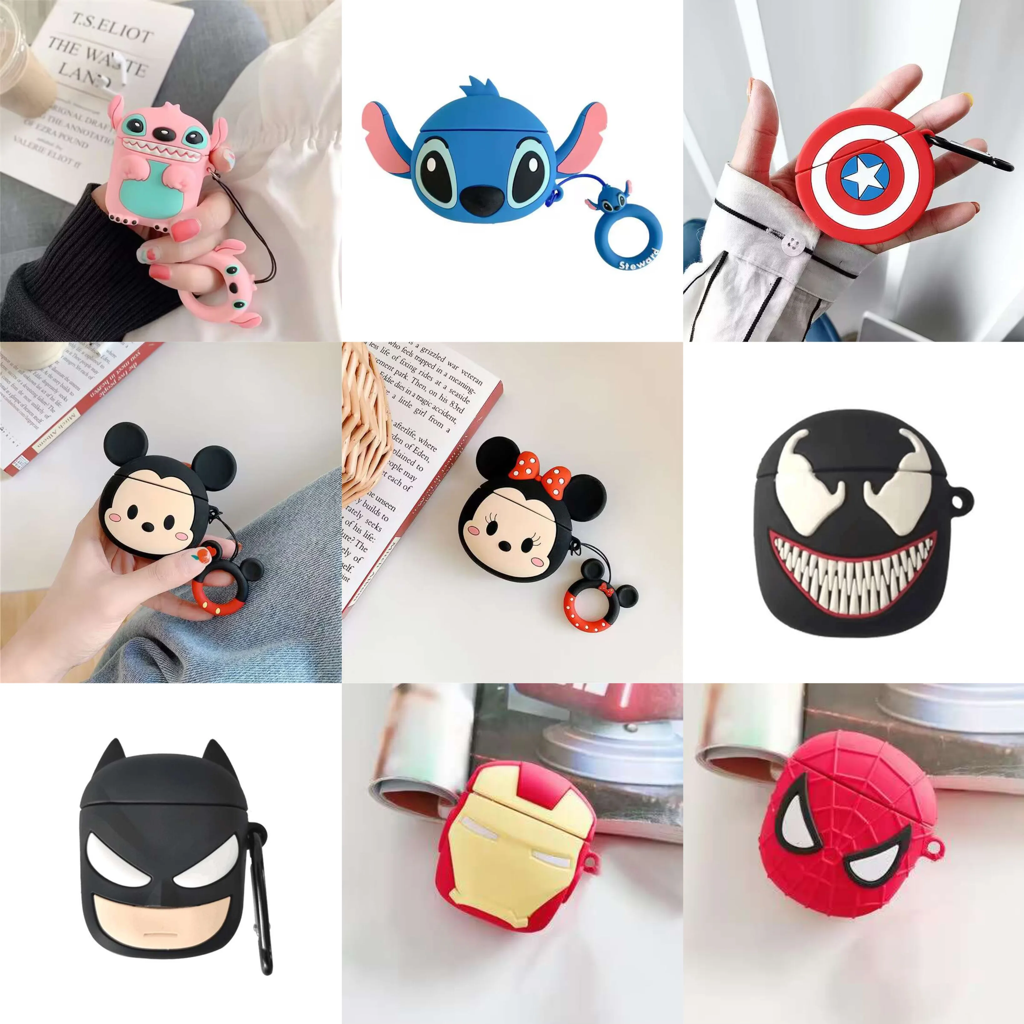 Funda de silicona de dibujos animados 3D para Airpods 1, 2, 3 Pro, funda protectora para auriculares inalámbricos para Airpods Pro2 con gancho