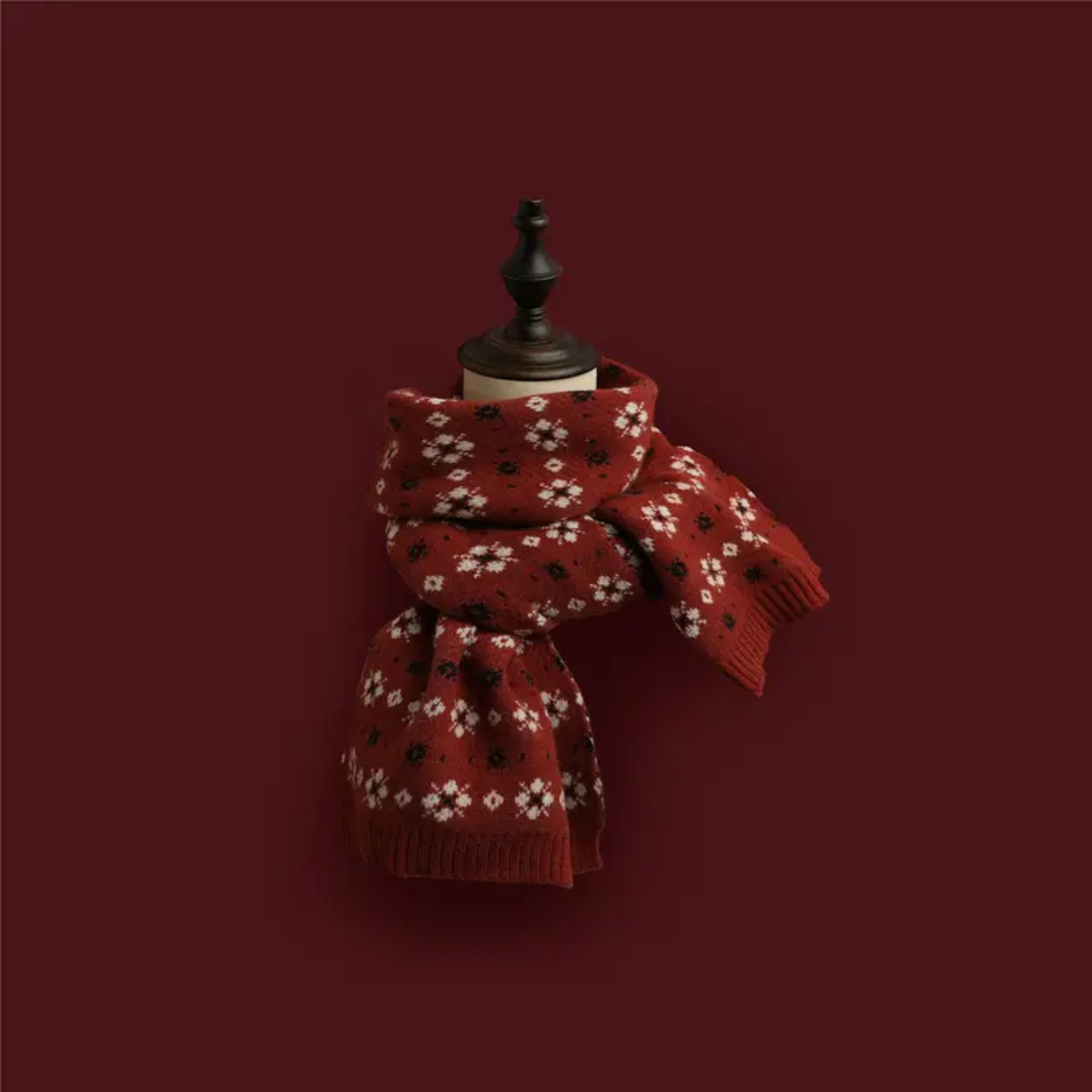 Handmade Christmas Knit Raw Line Cute Scarf featuring Deer and Elk Design for a festive and cozy look