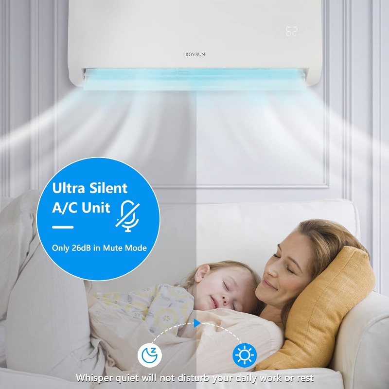 9000 BTU Mini Split AC/Heating System with Inverter, 19 SEER 115V Energy Saving Ductless Split-System Air Conditioner with Pre