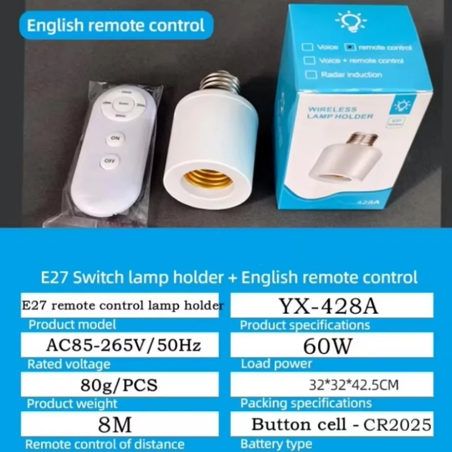 85V-265V E27 Wireless Remote Control Smart Timer Switch Lamp Holder Multi Light Switch Baby Room Bedroom Home Smart Timer Switch
