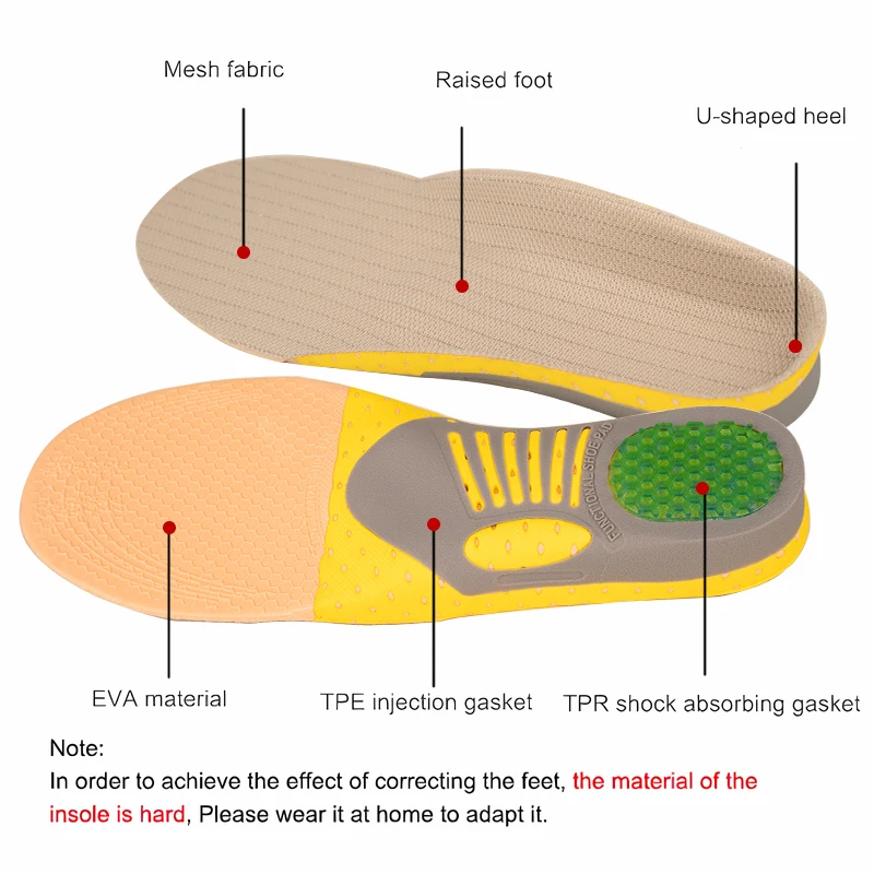 1 쌍 정형 안창 Orthotics 플랫 발 건강 신발 용 단독 패드 발바닥 근막 염 발 관리를위한 아치 지원 패드 삽입