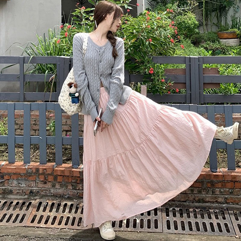 Spring High Waist Korean Sle Corduroy Cake Skirt Women's Autumn Winter New Elegant A-Line Midi Skirt Commute Fashion