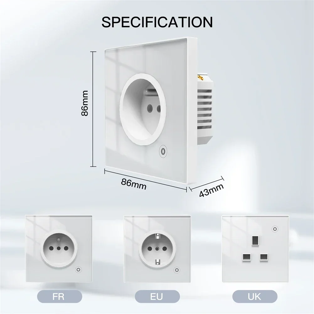 Moes ZigBee 壁ソケット WIFI スマート ガラス パネル コンセント パワー モニター tuya ワイヤレス コントロール タイマー Alexa Google ホーム音声 UK EU FR