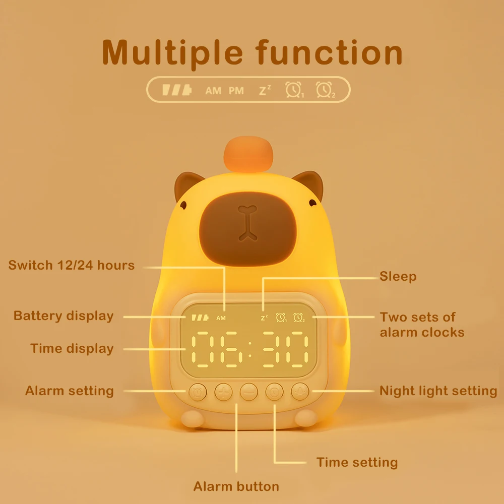 ความแปลกใหม่ Capybara Night Light สัตว์โคมไฟตั้งโต๊ะแบบชาร์จไฟได้เนอสเซอรี่ Nightlights สําหรับให้นมบุตรเด็กวัยหัดเดินตกแต่ง