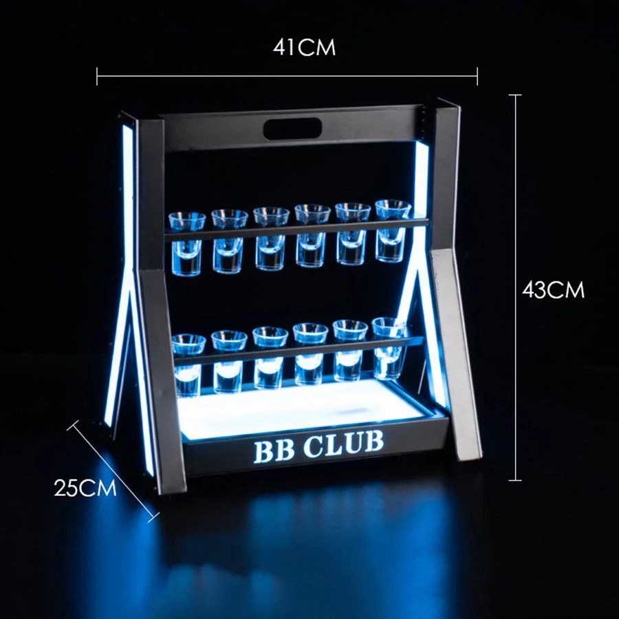Wiederaufladbare LED Leucht Schnapsglas Display Ständer Getränkehalter Bar LED Bullet Getränkehalter Cocktailbecherhalter Glas Display Rack