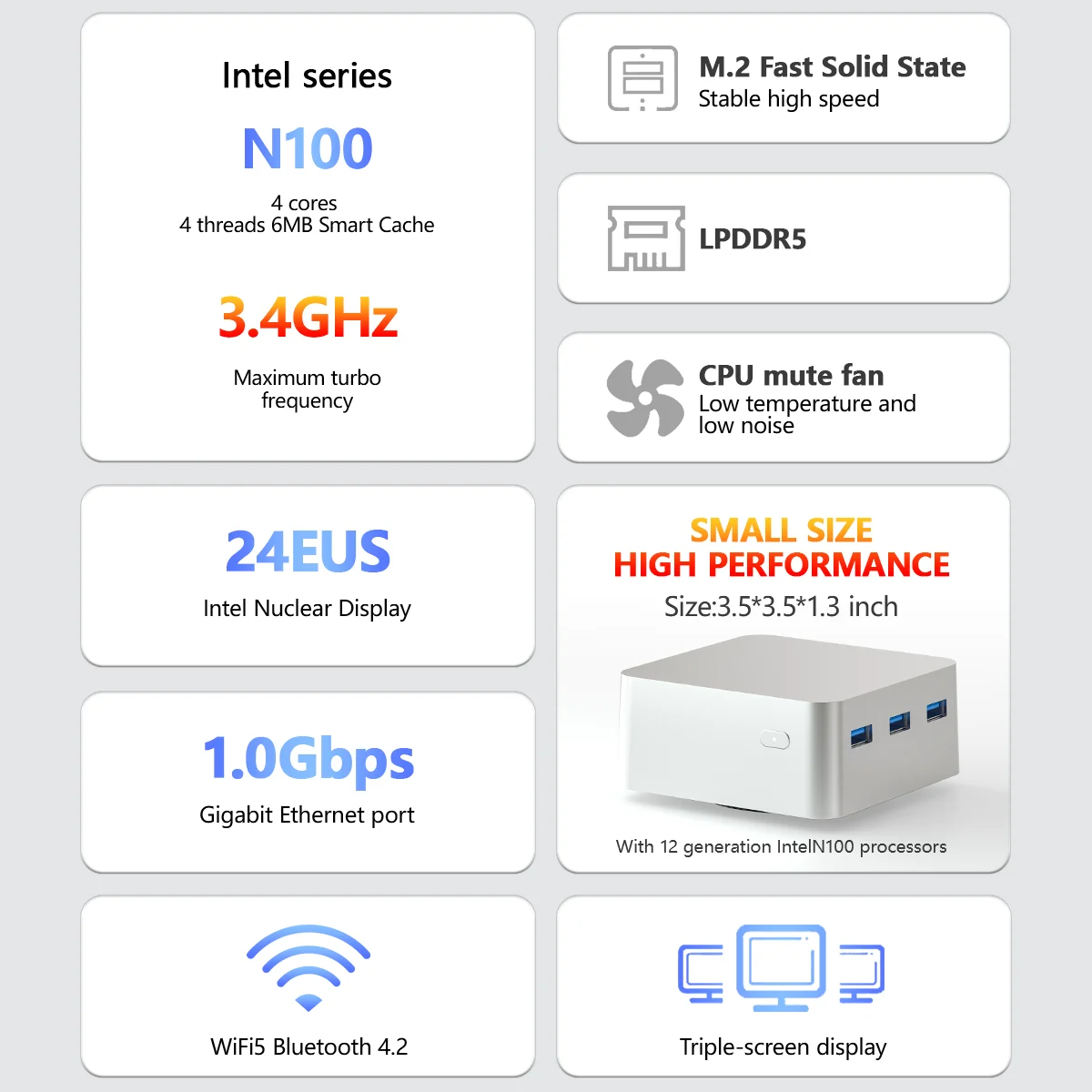 FIREBAT T8 PLUS Mini PC Gamer Intel N100 N5095 CPU Windows 11 Mini PC Gaming DDR4 8GB RAM 256GB SSD NVME M2 WIFI5 BT4.2 Desk