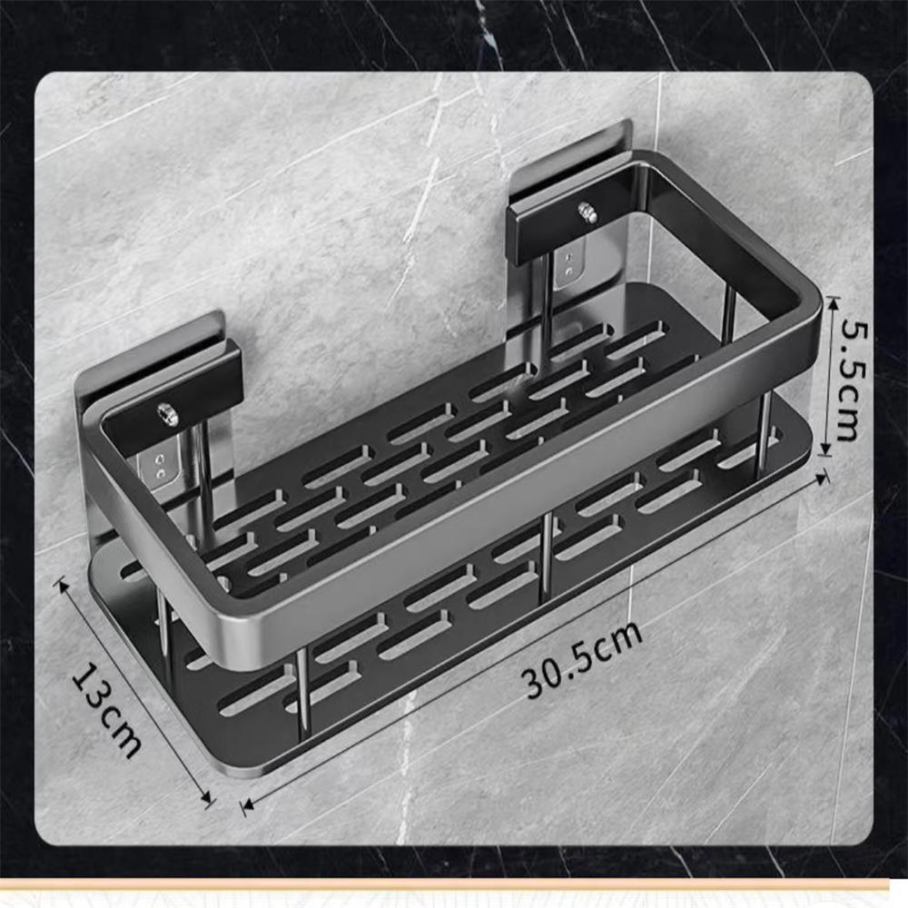 Prateleira sem perfuração de liga de alumínio, suspensão de parede oca, pia de banheiro, prateleira de armazenamento multifuncional