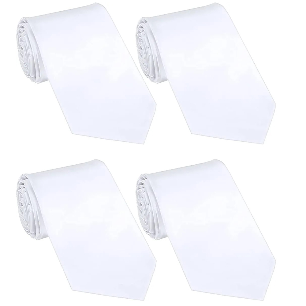 4 Teile/los Männer Blank Sublimation Krawatte Einfarbig Weiß DIY Wärme Transfer Polyester Seidige Krawatte für Formale Hochzeit Party Business