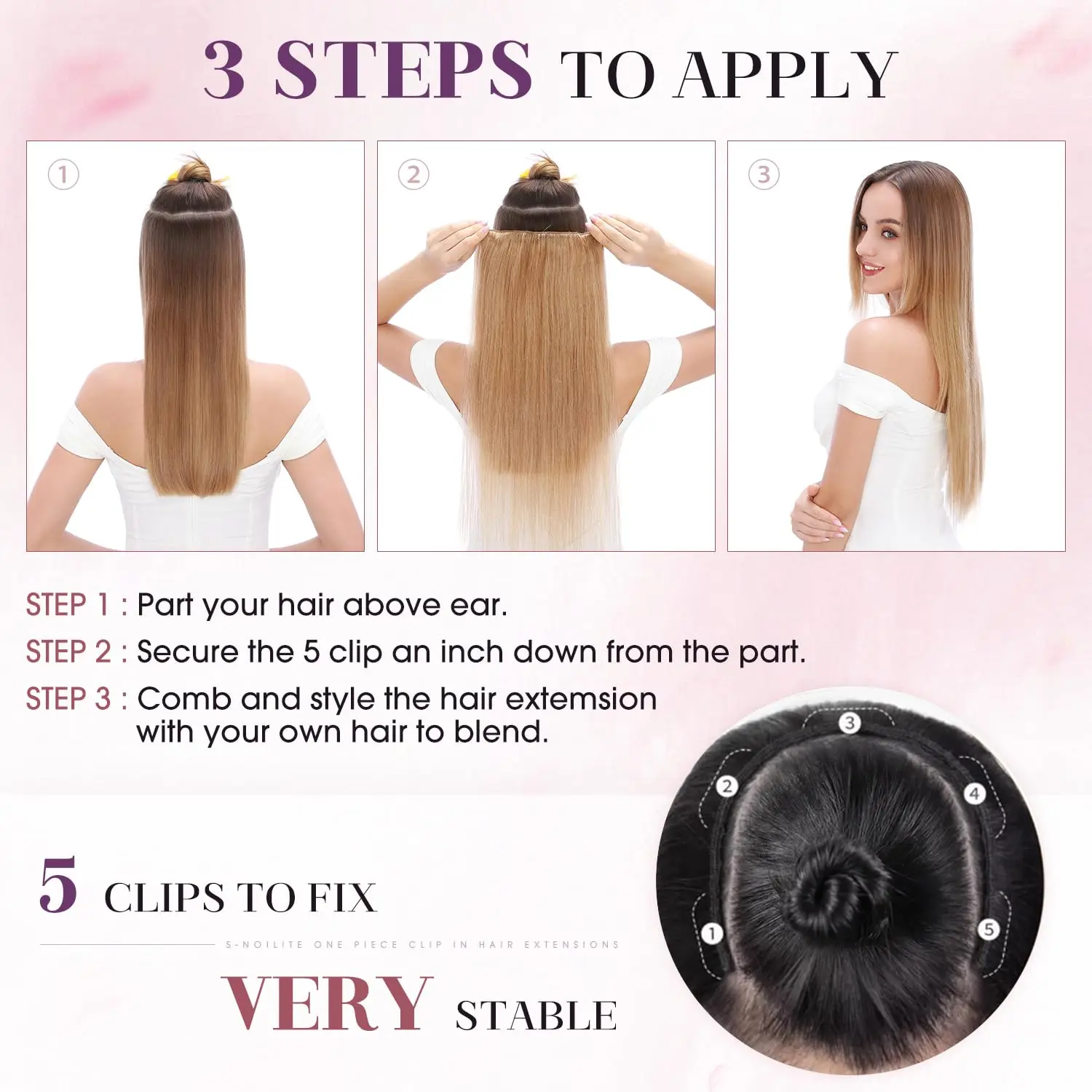 # 6 lichtbruine bot rechte clip-in hairextensions 1 stuk 5 clips volledig hoofd eendelige clip-in human hair extensions 100 g/set