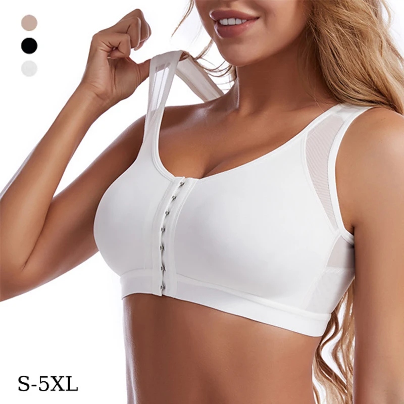 ปิดด้านหน้าท่าทาง Corrector Lift Up Bra ผู้หญิง Push Up Cross กลับชุดชั้นในกันกระแทกกีฬาสนับสนุนฟิตเนสเสื้อกั๊ก Bras S-5XL