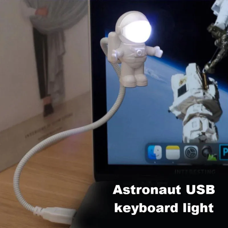 Lampka nocna USB zasilana białym kształtem astronauty Przenośna lampka biurkowa DC do komputera PC Przenośne źródło 5V Lampa oświetleniowa LED