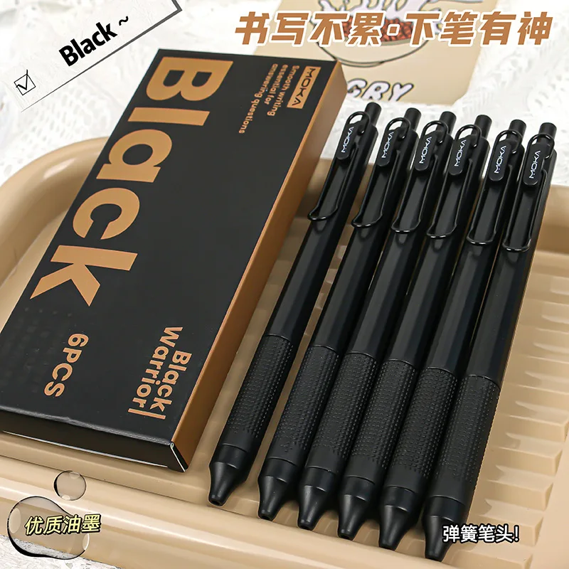 6pcs ,Retractable Gel Ink Pen,  Silicone Pen Grip ST Tip, Quick-Drying Ink No Smudge 0.5mm Black Ink,Smooth Writting ,Christmas