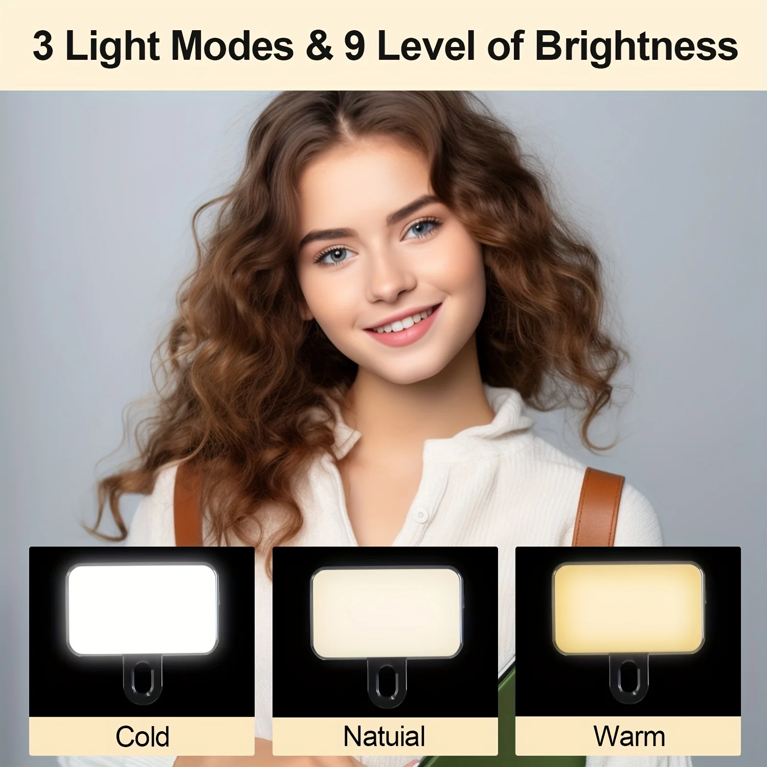 Mini luce di riempimento selfie 3 modalità colore Luminosità regolabile Clip ricaricabile su telefoni cellulari Computer Luci LED per fotografia