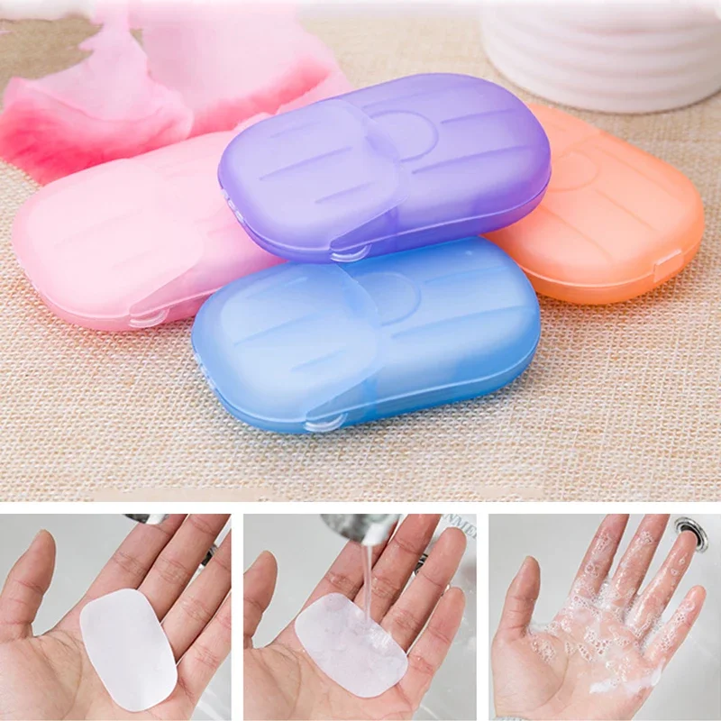 20 ชิ้น/กล่องสบู่ขนาดเล็กกล่องกระดาษล้างมือ Bath Travel น้ําหอมโฟมฆ่าเชื้อกระดาษสบู่แฮนด์เมดพกพาและใช้
